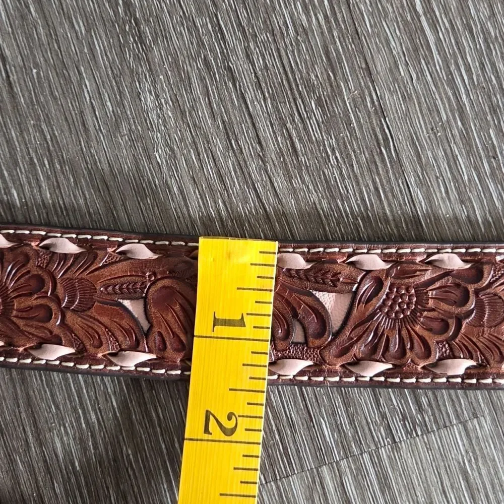 Nocona Womens Tooled Leather Western Belt, 1.5